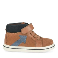 Bottines Montante COGNAC Garçon CUIR Motif Uni Scratch