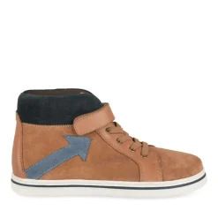 Bottines Montante COGNAC Garçon CUIR Motif Uni Scratch