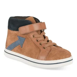 Bottines Montante COGNAC Garçon CUIR Motif Uni Scratch