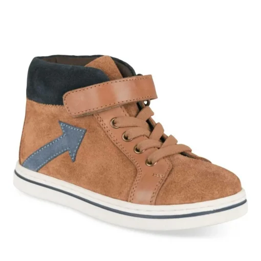 Bottines Montante COGNAC Garçon CUIR Motif Uni Scratch
