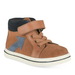 Bottines Montante COGNAC Garçon CUIR Motif Uni Scratch