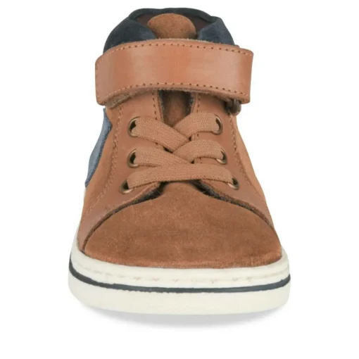 Bottines Montante COGNAC Garçon CUIR Motif Uni Scratch