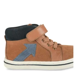 Bottines Montante COGNAC Garçon CUIR Motif Uni Scratch