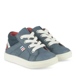 Bottines Montante MARINE Garçon Motif Rayures Lacets