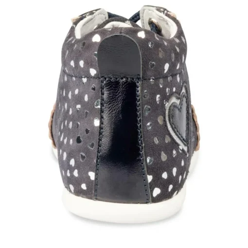 Bottines Montante MARINE Fille CUIR Motif Uni Lacets