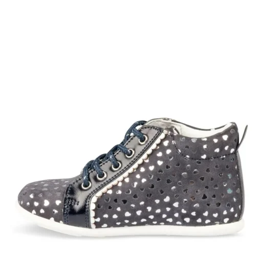 Bottines Montante MARINE Fille CUIR Motif Uni Lacets