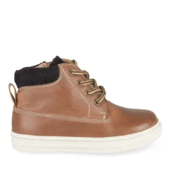 Bottines Montante MARRON Garçon CUIR Motif Uni Lacets