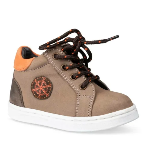 Bottines Montante MARRON Garçon CUIR Motif Uni Lacets