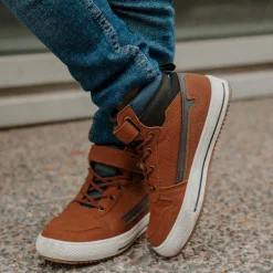 Bottines Montante MARRON Garçon Motif Uni Scratch