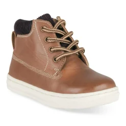 Bottines Montante MARRON Garçon CUIR Motif Uni Lacets