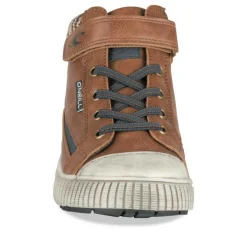 Bottines Montante MARRON Garçon Motif Uni Scratch