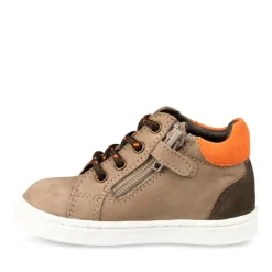 Bottines Montante MARRON Garçon CUIR Motif Uni Lacets