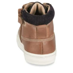 Bottines Montante MARRON Garçon CUIR Motif Uni Lacets