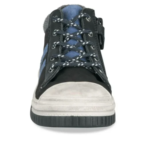Bottines Montante NOIR Garçon CUIR Motif Uni Lacets