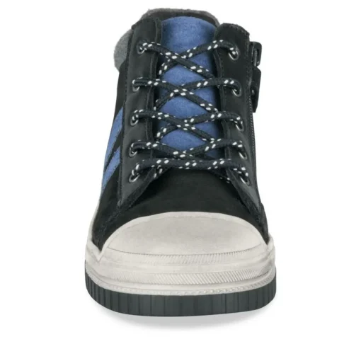 Bottines Montante NOIR Garçon CUIR Motif Uni Lacets