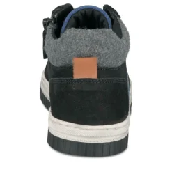 Bottines Montante NOIR Garçon CUIR Motif Uni Lacets