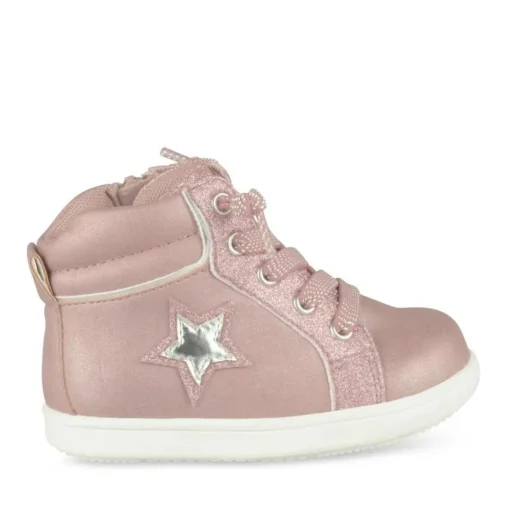 Bottines Montante ROSE Fille Motif Etoiles Elastique