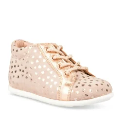 Bottines Montante ROSE Fille CUIR Motif Uni Lacets