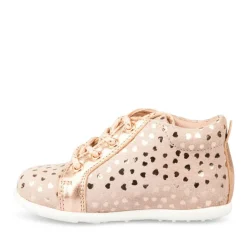 Bottines Montante ROSE Fille CUIR Motif Uni Lacets