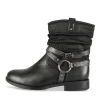 Bottines Motarde NOIR Femme Motif Uni Fermeture éclair