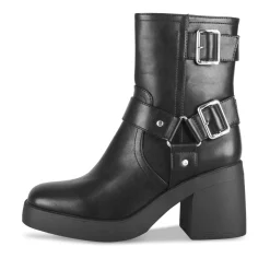 Bottines Motarde NOIR Femme Motif Uni Fermeture éclair