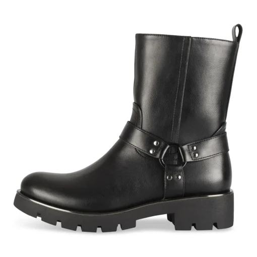 Bottines Motarde NOIR Femme Motif Uni Fermeture éclair