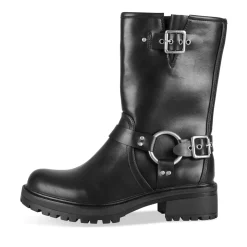 Bottines Motarde NOIR Femme Motif Uni Fermeture éclair