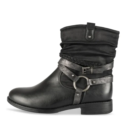 Bottines Motarde NOIR Femme Motif Uni Fermeture éclair