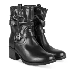 Bottines Motarde NOIR Femme Motif Uni Fermeture éclair