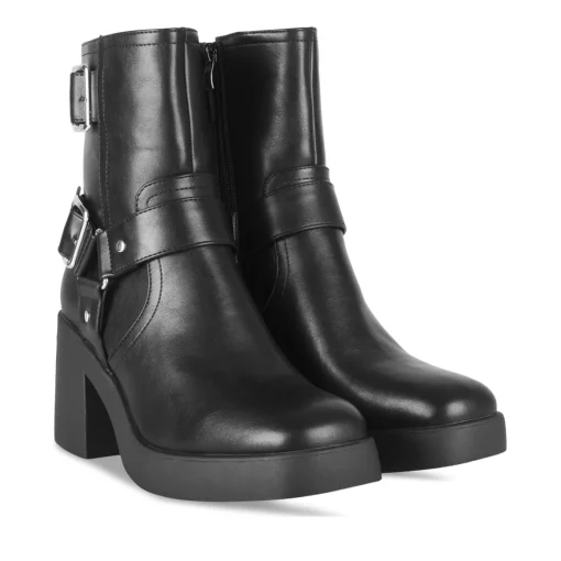 Bottines Motarde NOIR Femme Motif Uni Fermeture éclair