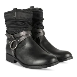 Bottines Motarde NOIR Femme Motif Uni Fermeture éclair