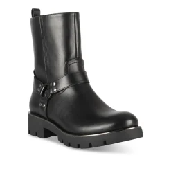Bottines Motarde NOIR Femme Motif Uni Fermeture éclair