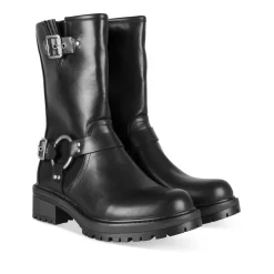 Bottines Motarde NOIR Femme Motif Uni Fermeture éclair