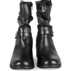 Bottines Motarde NOIR Femme Motif Uni Fermeture éclair