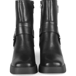 Bottines Motarde NOIR Femme Motif Uni Fermeture éclair