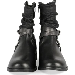 Bottines Motarde NOIR Femme Motif Uni Fermeture éclair