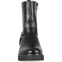 Bottines Motarde NOIR Femme Motif Uni Fermeture éclair