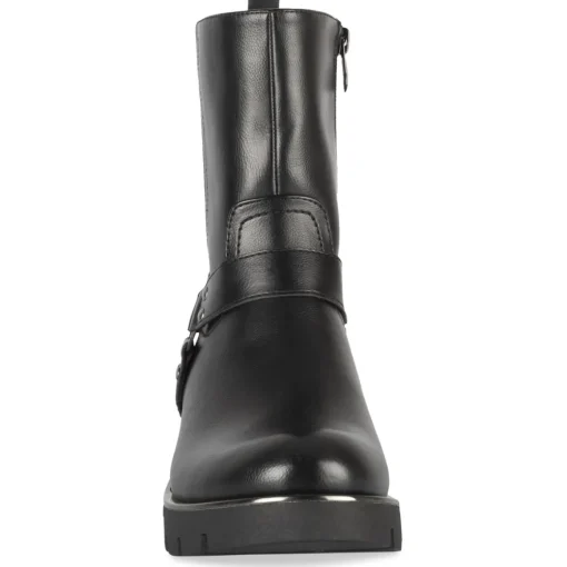 Bottines Motarde NOIR Femme Motif Uni Fermeture éclair