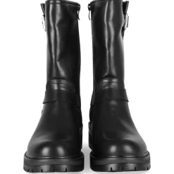 Bottines Motarde NOIR Femme Motif Uni Fermeture éclair