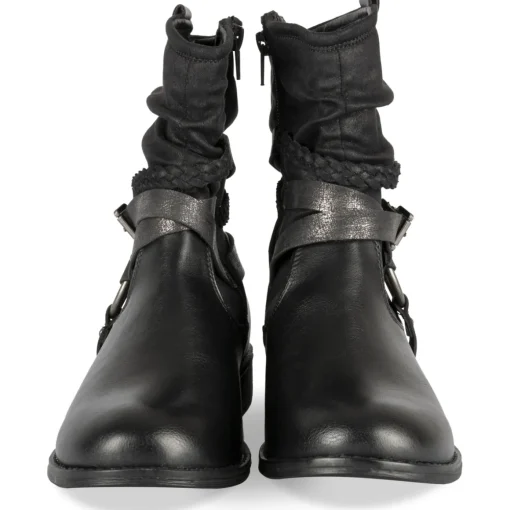 Bottines Motarde NOIR Femme Motif Uni Fermeture éclair