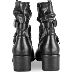 Bottines Motarde NOIR Femme Motif Uni Fermeture éclair