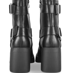 Bottines Motarde NOIR Femme Motif Uni Fermeture éclair