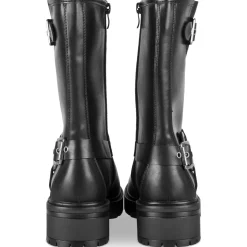 Bottines Motarde NOIR Femme Motif Uni Fermeture éclair