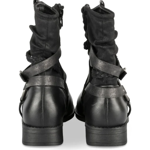 Bottines Motarde NOIR Femme Motif Uni Fermeture éclair