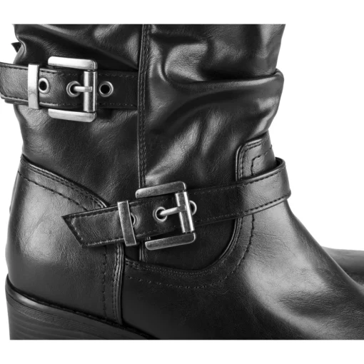Bottines Motarde NOIR Femme Motif Uni Fermeture éclair