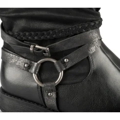 Bottines Motarde NOIR Femme Motif Uni Fermeture éclair