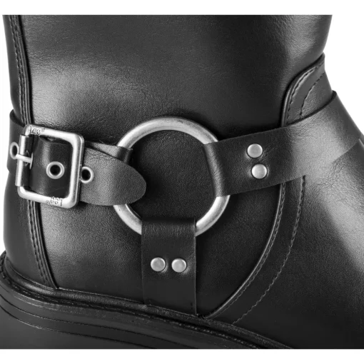 Bottines Motarde NOIR Femme Motif Uni Fermeture éclair