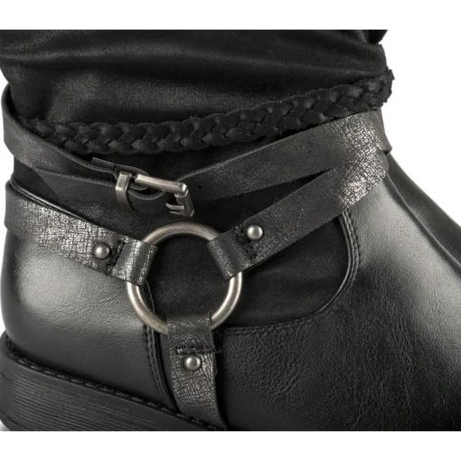 Bottines Motarde NOIR Femme Motif Uni Fermeture éclair