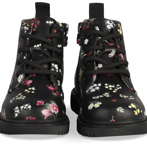 Bottines MULTICOLOR Fille Motif Fleuri Lacets + Fermeture éclair