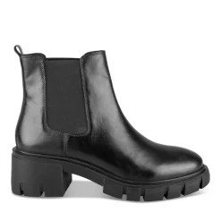 Bottines NOIR Femme CUIR Motif Uni Elastique